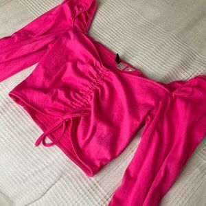H&M pink long sleeve cropped top